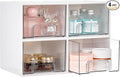 Vtopmart 4Pack Small Stackable Storage Drawers, Bathroom Makeup Organizer,Plastic Storage Bins For Vanity, Undersink, Kitchen Cabinets, Pantry, Home Organization(White)