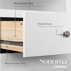 Prepac Sonoma Superior 5-Drawer Dresser for Bedroom - Spacious and Stylish Chest of Drawers, Measuring 17.75"D x 31.5"W x 44.75"H, In White Finish