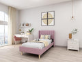 Low Profile Upholstered Platform Bed,Twin Beds with Pink(Velvet)