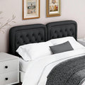Tufted Upholstered Headboard King Size, Button Adjustable Height King Head Board Only, Sturdy and Durable Solid Wood with Nailhead Trim Headboards, Ideal for Bedroom, Dorm, Guest Room,Black