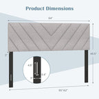 KOMFOTT Linen Fabric Upholstered Headboard for Full/Queen Size Bed, Rectangular Headboard with Solid Wood Legs & Adjustable Width, Padded Full/Queen Bed Headboard, Easy Assembly, Gray