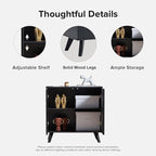 Modern Sideboard Buffet Cabinet Console Table, Accent Storage Cabinets Credenza Buffer Cabinet with 4 Fluted Doors for Kitchen Dining Living Room Entryway(Black)