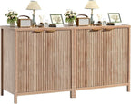 Sideboard Buffet Cabinet Set of 2, 31" Storage Cabinet with 2 Doors and Adjustable Shelves, Sideboard Console for Dinning Room, Kitchen and Living Room - Oak