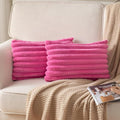 DEELAND Pack of 2,Double-Sided Faux Fur Plush Decorative Throw Pillow Covers Fuzzy Striped Soft Pillowcase Cushion Covers for Sofa Couch Bedroom