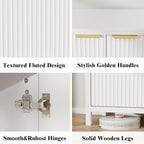 Fluted Sideboard Buffet Cabinet, 55" Large Storage Buffet Cabinet with 4 Doors and Adjustable Shelves, Modern Sideboard Console Table for Living Room,Entryway,Dinning Room,Kitchen-White
