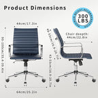 Office Chair Swivel Seat with Armrests and Wheels Comfortable Adjustable Gaming Seat for Adults Heavy Duty Work Chair for Home Office ，Navy, 22.83in Seat