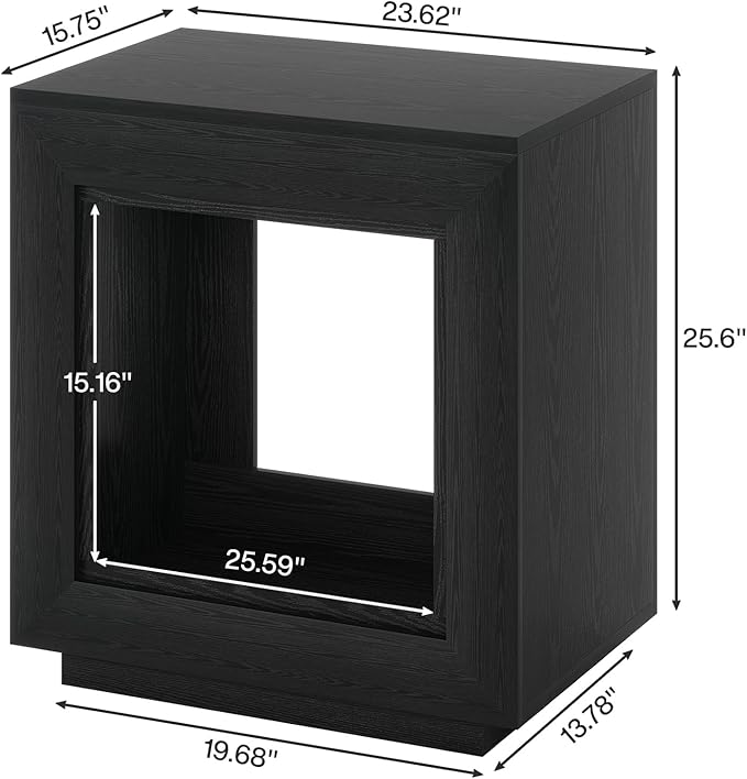 Tribesigns Rustic Wood End Table, 2 Tiered Square Side Table with Storage Shelf, Industrial Sofa Side Table for Living Room, Entrance (2, Dark)