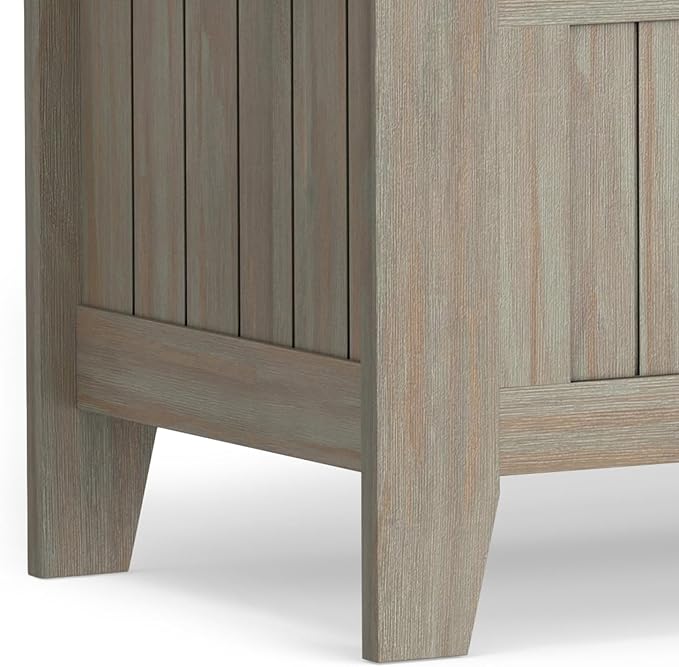 SIMPLIHOME Acadian Entryway Storage Bench - 48 inch Wide Solid Wood Hallway Seat in Distressed Grey, Transitional Bench for Entryway or Living Room with Lift-Up Lid and Spacious Storage