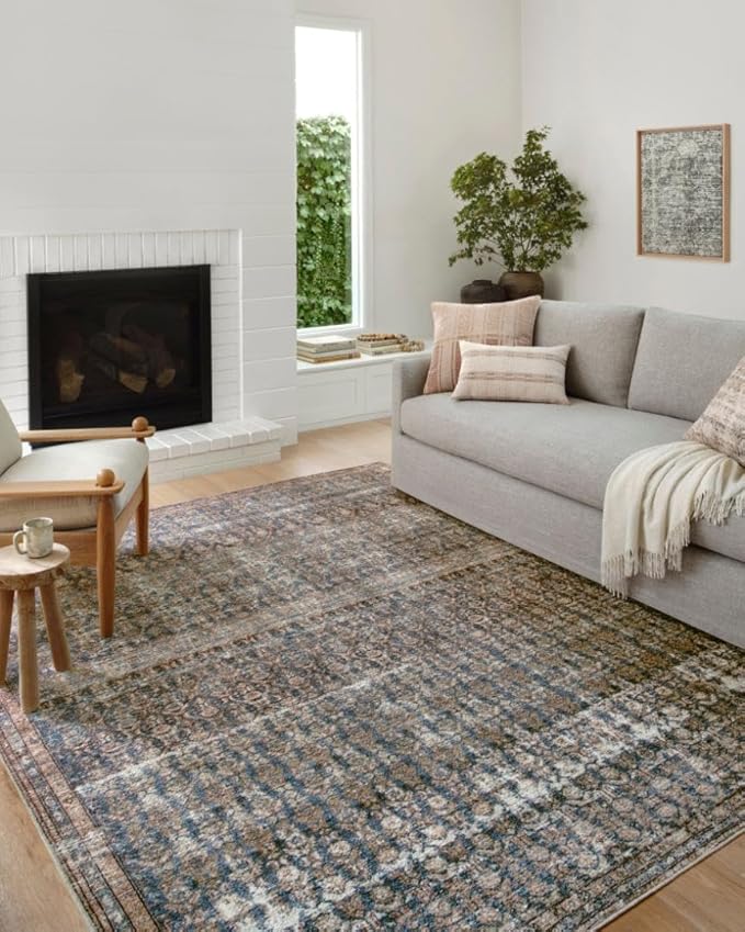 Loloi Amber Lewis Billie Collection BIL-02 Ocean/Brick 2'-6" x 12'-0", 0.19" Thick Runner Rug