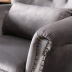 chairus Mid-Century Modern Accent Chairs Set of 2, Comfy Tufted Single Sofa Chair Wingback Armchair with Pillow for Club, Living Room, Bedroom - Velvet, Grey