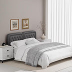 Tufted Upholstered Headboard Queen Size, Button Adjustable Height Queen Head Board Only, Sturdy and Durable Solid Wood with Nailhead Trim Headboards, Ideal for Bedroom, Dorm, Guest Room,Gray
