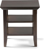 SIMPLIHOME Acadian SOLID WOOD 19 inch Wide Square Transitional End Table in Brunette Brown for the Living Room and Bedroom