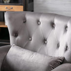 chairus Mid-Century Modern Accent Chair Comfy Tufted Single Sofa Chair Wingback Armchair with Pillow for Club, Living Room, Bedroom - Velvet, Grey