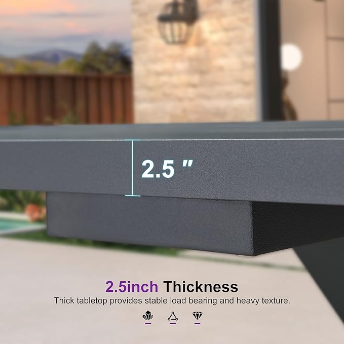 PURPLE LEAF 7 Pieces Outdoor Dining Set Patio Furniture Set with Large Aluminum Table and French Bistro Chairs for Garden Backyard Gray Patio Dining Set