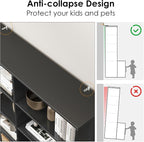 FACBOTALL Bookshelf and Bookcase with Doors, 6 Tier Double Wide Large Bookshelves, Open Display Shelves, 73'' Tall Bookshelf with Storage Cabinets for Home Office, Living Room, Library, Black