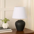 Nourison Home 20" Black Ceramic Pot Table Lamp for Bedroom, Living Room, Console, Entryway