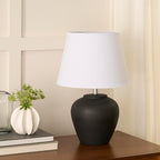 Nourison Home 20" Black Ceramic Pot Table Lamp for Bedroom, Living Room, Console, Entryway