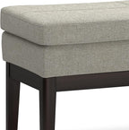 SIMPLIHOME Carlson 45-inch Wide Linen-Look Fabric Ottoman Bench in Greige with Solid Wood Frame for Living Room, Entryway, or Bedroom