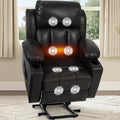 FLEXISPOT XL31-L Power Lift Recliner Chair for Elderly, Electric Lift Chair with Massage & Heat, PU Leather Reclining Sofa with Cup Holders, Side Pockets for Living Room Bedroom(Large Size, Charcoal)
