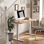 FEZIBO One-Piece Standing Desk Adjustable Height Stand up Home Office Desk, 55x24 Inch Electric Standing Computer Desk, with 4 Memory Presets, Headphone Hook, Light Rustic