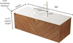 48 Inch Bathroom Vanity with Sink, Floating Fluted Vanity with Vessel Sink, Modern Wall Mounted Bathroom Vanity Cabinet with 2 Doors, Glass Vessel Sink & Sintered Stone Top, Oak