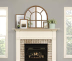 Kate and Laurel Boldmere Modern Farmhouse Wide Windowpane Arched Mirror; 30 x 29; Rustic Brown; Decorative Vintage Inspired Window Mirror for Farmhouse Wall Decor
