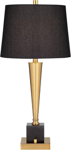 Possini Euro Design Wayne Modern Table Lamps 29 1/4" Tall Set of 2 with USB Charging Port Brass Gold Black Tapered Drum Shade for Bedroom Living Room Nightstand Bedside Night Stand Office Kids Room