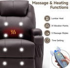 Recliner Chair, Rocker Recliner Chair with Massage and Heat, Manual Recliner Chairs for Adults, 360° Swivel Rocker Recliner with Remote Control and Cup Holder for Living Room, Nursery
