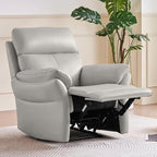 AIRSKY Genuine Leather Recliner Chair, Top Grain Leather, Italian Water-Washing Process, Living Room Chair with Lumbar Support,for Theater Seating, Bedroom. R1, Grey