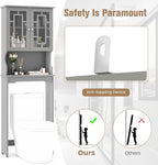 Giantex Over-The-Toilet Storage Space Saver, Bathroom Organizer with Cabinet and Shelf, Above Toilet Standing Rack (Gray)