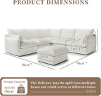 Cloud Sectional Couches for Living Room,High Backrest Down Filled Spill & Stain-Resistant Cloud Couch,6 Seater Oversized Modular V-Shaped Sofas,Removable Washable Cushion Covers,Cream White
