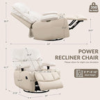 GRAINELL Rocking Chair Nursery, Electric Swivel Recliner Glider with Adjustable Armrests, Nursing Chair with USB Charger, Cup & Blanket Holders, Beige Corduroy & PU Leather