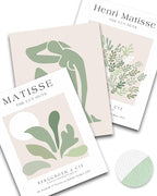 Unframed Sage Green Wall Art Set of 3,12x16IN Abstract Matisse Wall Decor,Quality Canvas Prints Posters Decoration for Bathroom Living Room Bedroom