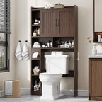 Over The Toilet Storage Cabinet, Farmhouse Storage Cabinet Over Toilet with Barn Door，Home Space-Saving Toilet Rack, for Bathroom, Restroom, Laundry