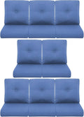 8-Piece Outdoor Patio Cushion Set - Fade & Water Resistant with Removable Olefin Cover, 22x24x4 Inch Memory Foam Cushions for Wicker Sectional Sofa – Blue/Buckle