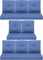 8-Piece Outdoor Patio Cushion Set - Fade & Water Resistant with Removable Olefin Cover, 22x24x4 Inch Memory Foam Cushions for Wicker Sectional Sofa – Blue/Buckle