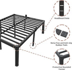ROIL 12 inch Metal Queen Bed Frame with Rounded Corner and Headboard Hole Mattress Retainers 3500LBS Heavy Duty Steel Slats No Box Spring Needed Platform Noise-Free Easy Assemble