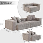 Sectional Couches for Living Room,102inch Cloud Couch Modular Sectional Sofa,Modern Corduroy Couch Love Seat,Cushion Covers Removable& Washable (Brown)