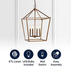 JONATHAN Y JYL7437B Pagoda Lantern Dimmable Adjustable Metal LED Pendant Classic Traditional Farmhouse Dining Room Living Room Kitchen Foyer Bedroom Hallway, 16 in, Antique Gold