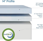 Cool Gel Chill 14 Inch Medium Firm Memory Foam Mattress Twin Size, with Bonus CoolGel Memory Foam Bed Pillow, 14" with Pressure Relief, CertiPUR-US Certified, Cooling Twin Mattress in a Box