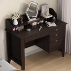 4 EVER WINNER Small Desk with Drawers, Office Desk with File Drawer and Monitor Stand, Writing Desk Study Table for Small Spaces, Espresso