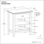 SIMPLIHOME Artisan Bedside Table - 24 inch Wide Solid Wood Nightstand Table in White, Contemporary Bedroom Side or End Table with 1 Drawer, Open Shelf Storage and Bronze Knobs