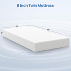 Yaheetech 8 Inch Twin Mattress 3 Foam Layer Cooling Gel Memory Foam Mattresses, Green Tea for Fresher Sleep, Medium Firm, CertiPUR-US Certified, Twin Size Mattress in a Box