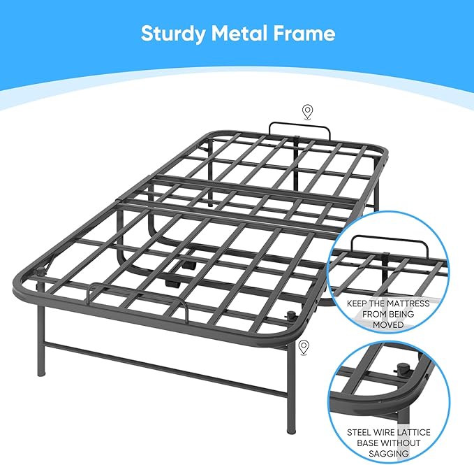 Mjkone Folding Bed with Mattress, 5 Inch Rollaway Bed for Adults, Fold Up Beds with Lockable Wheels, Sturdy Metal Fold Away Frame for Bedroom/Guest, Space Saving（75" x 31"）