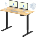 FLEXISPOT E3 Bamboo Dual Motor 55x28 Inch Electric Height Adjustable Standing Desk Whole-Piece Board Desk Sit Stand Up Desk (Black Frame + Bamboo Desktop)