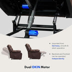 FLEXISPOT XL51 Dual OKIN Motor Power Lift Recliner Chair for Elderly, Lay Flat Sleeper Recliner with Massage & Heat, USB Ports, Faux Leather Reclining Sofa for Living Room Bedroom(Extra Large, Brown)