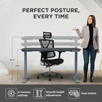 Rise UP Dual Motor Electric Standing Desk 60x30 Black Bamboo Desktop Premium Ergonomic Adjustable Height sit Stand up Home Office Computer Desk Table Motorized Powered Modern Furniture Small Standup