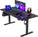 CubiCubi Height Adjustable Electric Standing Desk, 63 x 28 Inches Sit Stand up Desk, Large Memory Computer Home Office Desk with Two-Piece Desktop (Black)