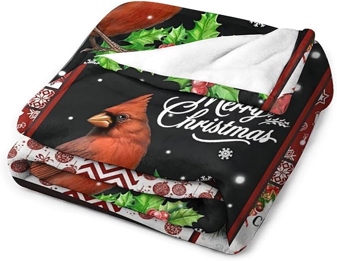 Cardinal Christmas Throw Blanket - Soft, Warm & Cozy Fleece for Kids & Adults - 60"x80"