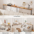 90" Narrow Sofa Table - 2 Power Outlets & 4 USB Ports, Metal Frame,Perfect for Hallway, Office, and Behind Sofa - Easy Assembly, 4.9ft Extension Cord Included Rustic Brown